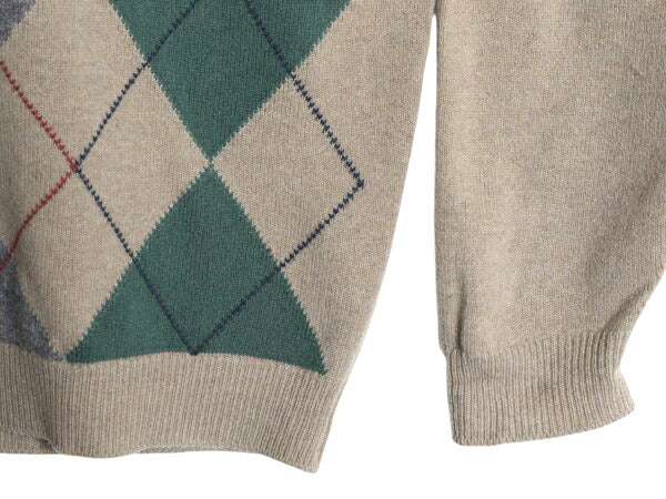 80s スコットランド製 PETER SCOTT アーガイル ニット セーター メンズ M 古着 ヴィンテージ ラム ウール クルーネック 総柄 マルチカラー