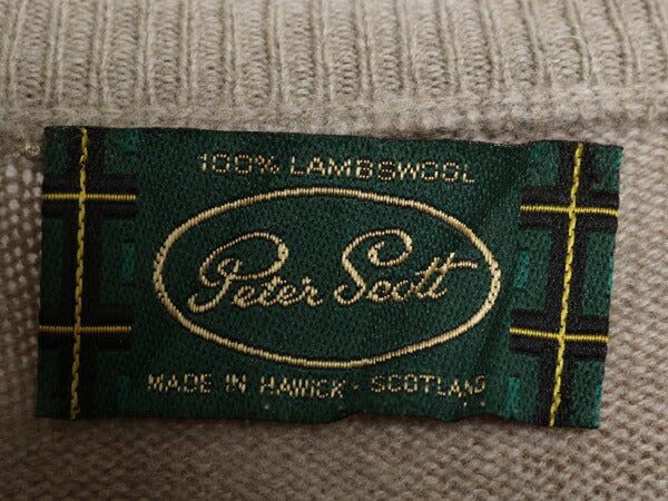 80s スコットランド製 PETER SCOTT アーガイル ニット セーター メンズ M 古着 ヴィンテージ ラム ウール クルーネック 総柄 マルチカラー