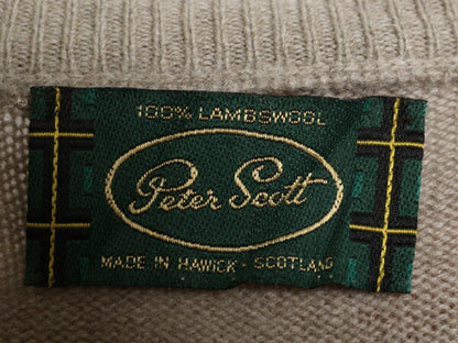 80s スコットランド製 PETER SCOTT アーガイル ニット セーター メンズ M 古着 ヴィンテージ ラム ウール クルーネック 総柄 マルチカラー