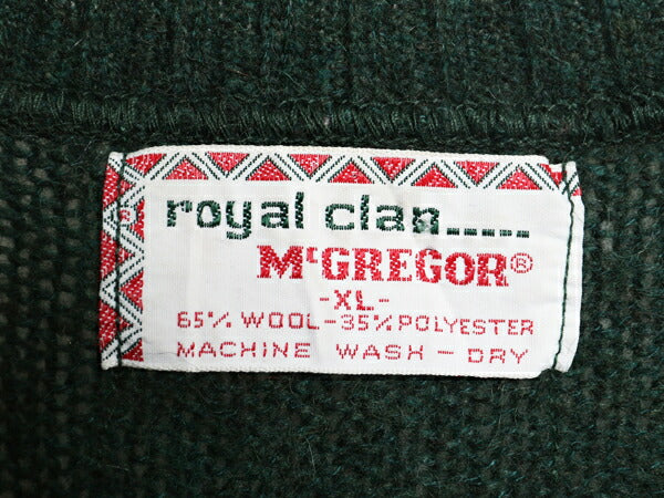 70s マクレガー ニット セーター メンズ XL 小さめ L 程/ 古着 70年代 ヴィンテージ McGregor ウール 無地 クルーネック ミドルゲージ  緑
