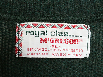 70s マクレガー ニット セーター メンズ XL 小さめ L 程/ 古着 70年代 ヴィンテージ McGregor ウール 無地 クルーネック ミドルゲージ  緑