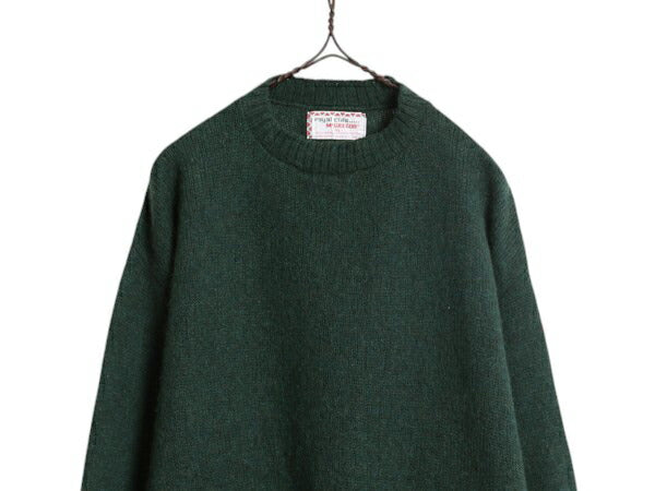 70s マクレガー ニット セーター メンズ XL 小さめ L 程/ 古着 70年代 ヴィンテージ McGregor ウール 無地 クルーネック ミドルゲージ  緑
