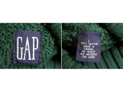 90s ■ OLD GAP タートルネック 3D ノルディック コットン ニット セーター ( メンズ L ) 古着 90年代 オールド ギャップ 紺タグ 立体編み