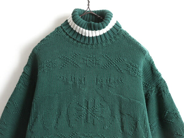 90s ■ OLD GAP タートルネック 3D ノルディック コットン ニット セーター ( メンズ L ) 古着 90年代 オールド ギャップ 紺タグ 立体編み