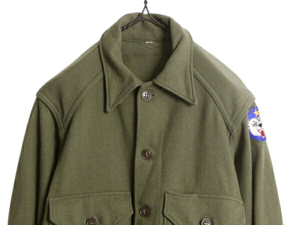 50s 米軍実物 US ARMY フィールド ウール 長袖 シャツ メンズ S 程 古着 ヴィンテージ 軍物 アーミー CPO ミリタリー 厚手 ボックス カーキ