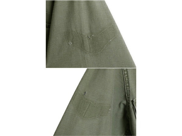 60s 米軍実物 US ARMY コットン サテン ユーティリティ シャツ S 程 64年製 ヴィンテージ ミリタリー 軍物 筒袖 3rd OG107 アーミー カーキ