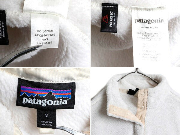 希少サイズ S ■ 19年製 パタゴニア リツール スナップT プルオーバー ジャケット ( レディース ) Patagonia フリース ブルゾン ボア 白