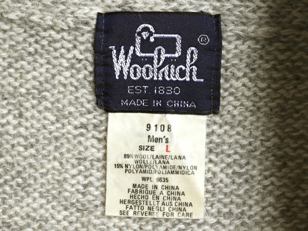 80s ウールリッチ ショールカラー ウール ニット セーター メンズ L / ヴィンテージ Woolrich 紺タグ ノルディック バーズアイ 絵柄 総柄