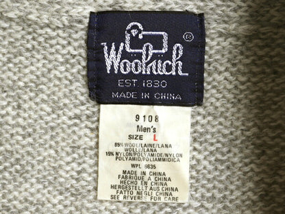 80s ウールリッチ ショールカラー ウール ニット セーター メンズ L / ヴィンテージ Woolrich 紺タグ ノルディック バーズアイ 絵柄 総柄
