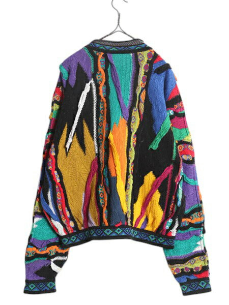 90s オーストラリア製 COOGI 3D 立体編み コットン ニット セーター メンズ M / オールド クージー デザイン マルチカラー 総柄 カラフル