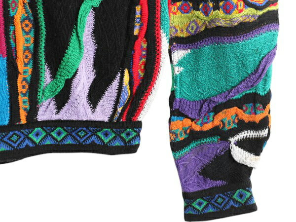 90s オーストラリア製 COOGI 3D 立体編み コットン ニット セーター メンズ M / オールド クージー デザイン マルチカラー 総柄 カラフル