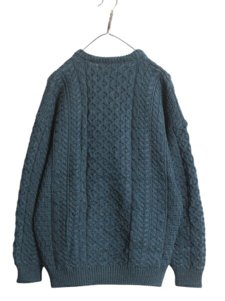 アイルランド製 Carraig Donn フィッシャーマン ウール ニット セーター メンズ レディース L / アラン ケーブル ローゲージ クルーネック