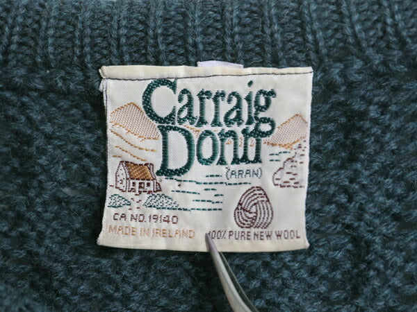 アイルランド製 Carraig Donn フィッシャーマン ウール ニット セーター メンズ レディース L / アラン ケーブル ローゲージ クルーネック