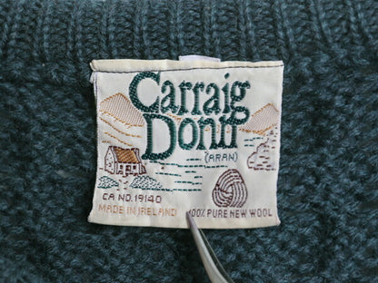 アイルランド製 Carraig Donn フィッシャーマン ウール ニット セーター メンズ レディース L / アラン ケーブル ローゲージ クルーネック