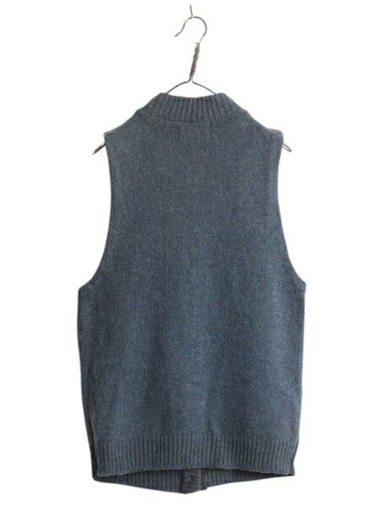 70s 80s USA製 エディーバウアー ウール ニット ベスト レディース M ヴィンテージ 黒タグ セーター アウトドア 前開き 重ね着 ハイネック