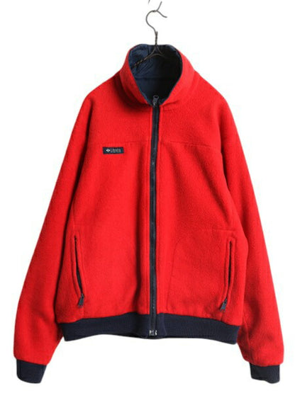 70s 80s コロンビア リバーシブル ジャケット メンズ L 古着 ヴィンテージ アウトドア ナイロン フリース フルジップ ハイネック ブルゾン