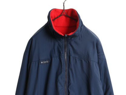 70s 80s コロンビア リバーシブル ジャケット メンズ L 古着 ヴィンテージ アウトドア ナイロン フリース フルジップ ハイネック ブルゾン