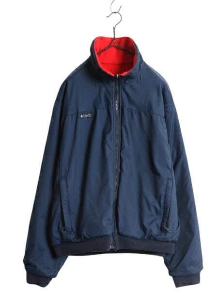 70s 80s コロンビア リバーシブル ジャケット メンズ L 古着 ヴィンテージ アウトドア ナイロン フリース フルジップ ハイネック ブルゾン