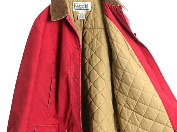 00s エルエルビーン 中綿 ハンティング ジャケット レディース L 古着 オールド カバーオール ハーフ コート アウトドア ライナー付き 赤