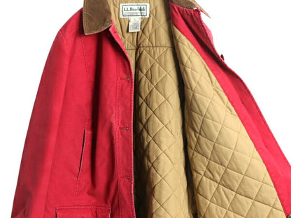 00s エルエルビーン 中綿 ハンティング ジャケット レディース L 古着 オールド カバーオール ハーフ コート アウトドア ライナー付き 赤