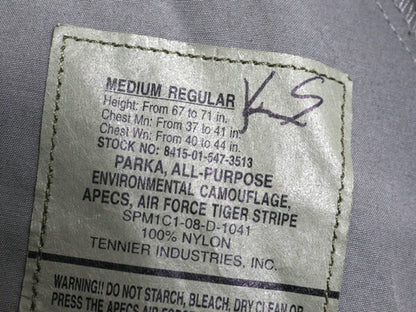 米軍実物 APECS デジタル タイガーカモ 迷彩 ゴアテックス ジャケット MEDIUM REGULAR 古着 08年製 ミリタリー 軍物 エアフォース USAF ABU