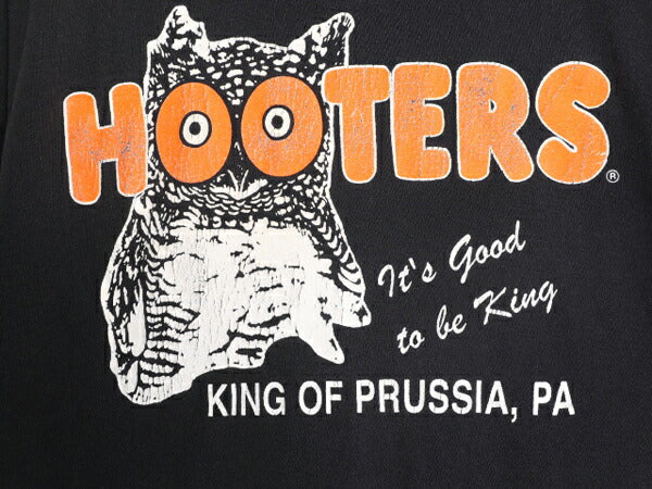 90s HOOTERS 両面 プリント 半袖 Tシャツ メンズ XL / オールド 企業物 当時物 キャラクター フーターズ 黒 大きいサイズ ヘビーウェイト