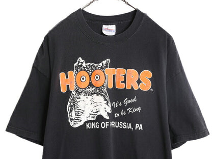 90s HOOTERS 両面 プリント 半袖 Tシャツ メンズ XL / オールド 企業物 当時物 キャラクター フーターズ 黒 大きいサイズ ヘビーウェイト