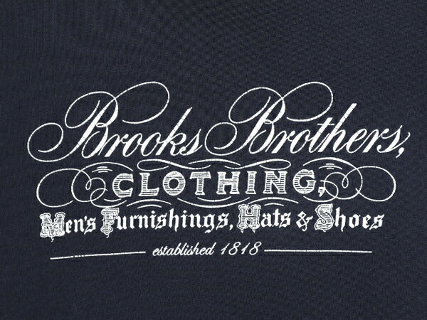 ブルックスブラザーズ プリント 半袖 Tシャツ メンズ L 程/ 古着 Brooks Brothers ロゴT コットン シングルステッチ クルーネック ネイビー