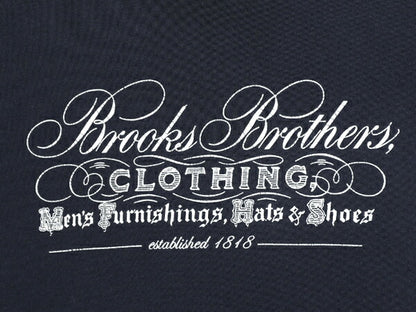 ブルックスブラザーズ プリント 半袖 Tシャツ メンズ L 程/ 古着 Brooks Brothers ロゴT コットン シングルステッチ クルーネック ネイビー