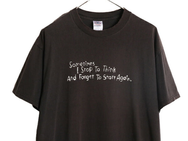 00s ジョーク メッセージ プリント 半袖 Tシャツ メンズ L 古着 00年代 オールド プリントT ヘビーウェイト 黒 クルーネック ブラック 黒T