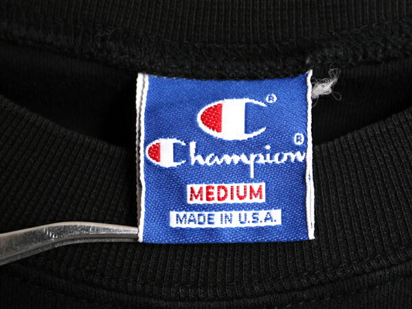80s USA製 チャンピオン ワンポイント 半袖 Tシャツ メンズ M ヴィンテージ Champion 100% ストレッチ コットン ヘビーウェイト 目付き 黒