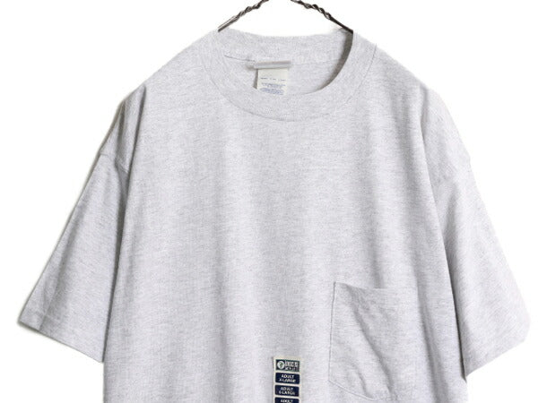 デッドストック 00s ディスカス ポケット付き 無地 半袖 Tシャツ メンズ XL 新品 00年代 オールド DISCUS 無地T ポケT 大きいサイズ グレー