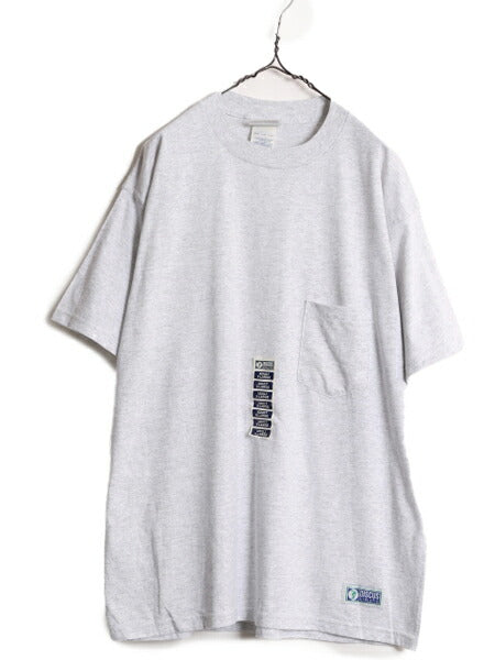 デッドストック 00s ディスカス ポケット付き 無地 半袖 Tシャツ メンズ XL 新品 00年代 オールド DISCUS 無地T ポケT 大きいサイズ グレー