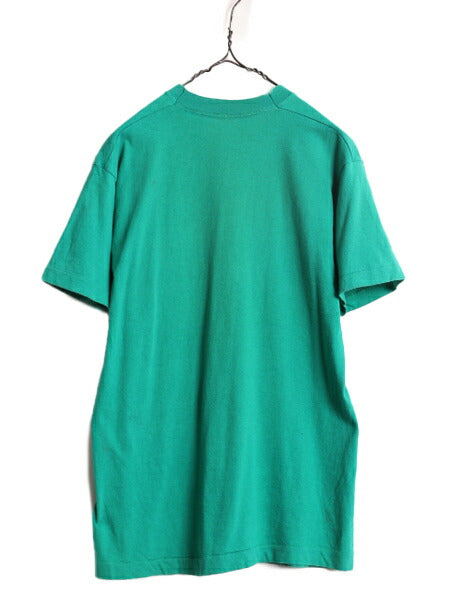 80s USA製 フルーツオブザルーム ポケット付き 無地 半袖 Tシャツ メンズ L 80年代 ヴィンテージ ポケT 無地T シングルステッチ 耳付き 緑