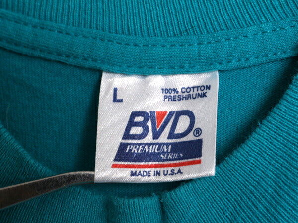 90s USA製 BVD ポケット付き 無地 半袖 Tシャツ メンズ L 古着 90年代 オールド シングルステッチ 無地T ポケT ヘビーウェイト 半袖Tシャツ