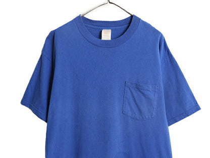 90s USA製 ディッキーズ ポケット付き 無地 半袖 Tシャツ メンズ XL 古着 90年代 オールド Dickies ポケT 大きいサイズ ヘビーウェイト 青