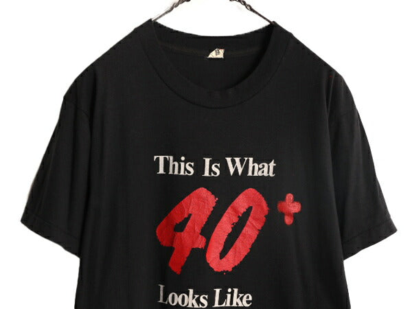 80s USA製 ジョーク メッセージ プリント 半袖 Tシャツ メンズ L 黒 80年代 ヴィンテージ 当時物 シングルステッチ グラフィック ブラック