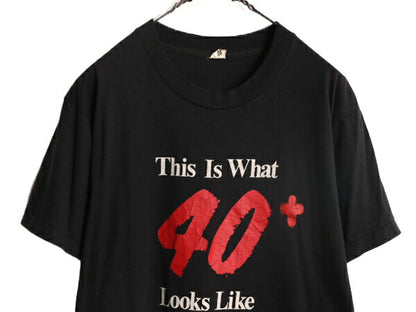 80s USA製 ジョーク メッセージ プリント 半袖 Tシャツ メンズ L 黒 80年代 ヴィンテージ 当時物 シングルステッチ グラフィック ブラック