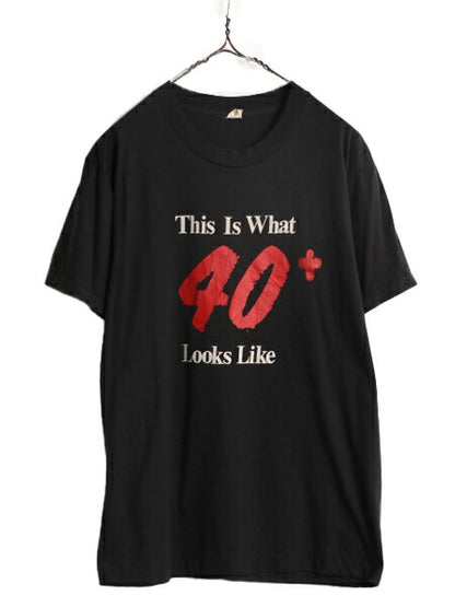 80s USA製 ジョーク メッセージ プリント 半袖 Tシャツ メンズ L 黒 80年代 ヴィンテージ 当時物 シングルステッチ グラフィック ブラック