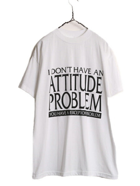 デッドストック 90s USA製 ジョーク メッセージ プリント 半袖 Tシャツ メンズ XL 90年代 オールド 大きいサイズ 白T シングルステッチ 白
