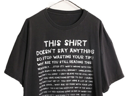 00s ジョーク メッセージ プリント 半袖 Tシャツ メンズ XL 程 00年代 オールド ヘビーウェイト 大きいサイズ グラフィック 黒 プリントT