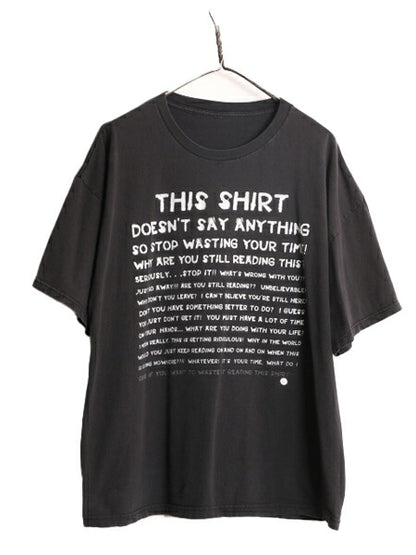 00s ジョーク メッセージ プリント 半袖 Tシャツ メンズ XL 程 00年代 オールド ヘビーウェイト 大きいサイズ グラフィック 黒 プリントT