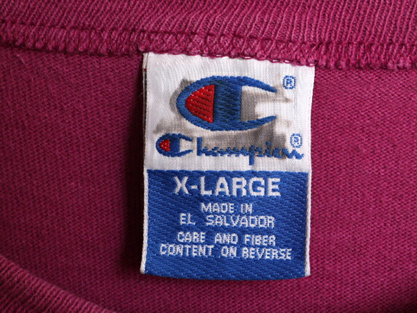 90s チャンピオン 無地 半袖 Tシャツ メンズ XL / 90年代 オールド Champion 目無し 100% コットン ヘビーウェイト 大きいサイズ パープル