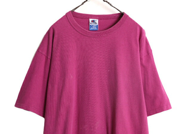 90s チャンピオン 無地 半袖 Tシャツ メンズ XL / 90年代 オールド Champion 目無し 100% コットン ヘビーウェイト 大きいサイズ パープル
