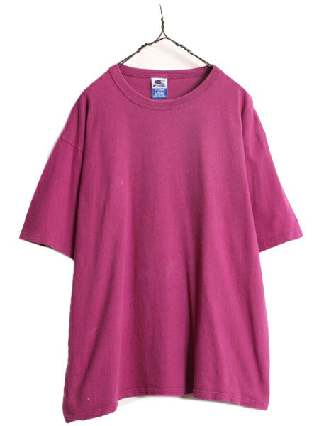 90s チャンピオン 無地 半袖 Tシャツ メンズ XL / 90年代 オールド Champion 目無し 100% コットン ヘビーウェイト 大きいサイズ パープル