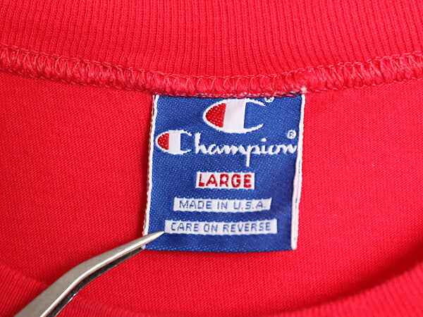 80s USA製 チャンピオン ワンポイント 半袖 Tシャツ メンズ L / 古着 80年代 ヴィンテージ 100% コットン Champion ヘビーウェイト 目付き