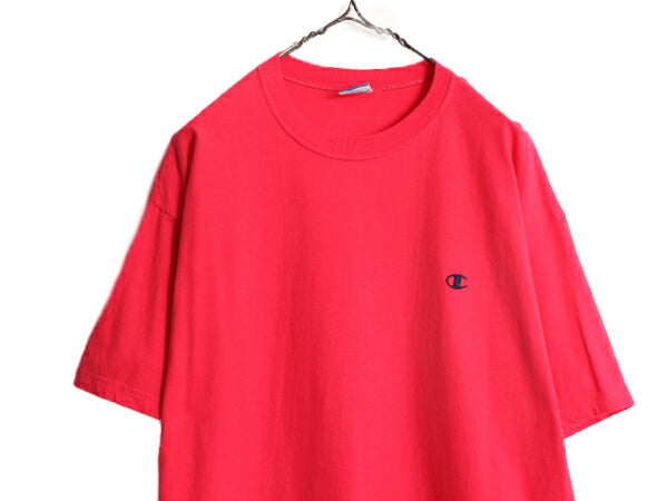 80s USA製 チャンピオン ワンポイント 半袖 Tシャツ メンズ L / 古着 80年代 ヴィンテージ 100% コットン Champion ヘビーウェイト 目付き