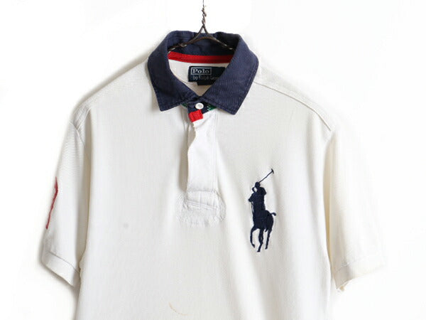 ビッグポニー 希少サイズ S ■ POLO ポロ ラルフローレン 鹿の子 半袖 ポロシャツ ( メンズ ) ラガーシャツ タイプ 半袖シャツ ラグビー 白