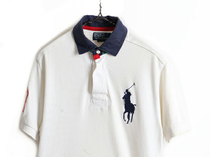 ビッグポニー 希少サイズ S ■ POLO ポロ ラルフローレン 鹿の子 半袖 ポロシャツ ( メンズ ) ラガーシャツ タイプ 半袖シャツ ラグビー 白
