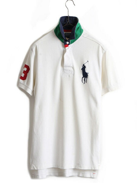 ビッグポニー 希少サイズ S ■ POLO ポロ ラルフローレン 鹿の子 半袖 ポロシャツ ( メンズ ) ラガーシャツ タイプ 半袖シャツ ラグビー 白